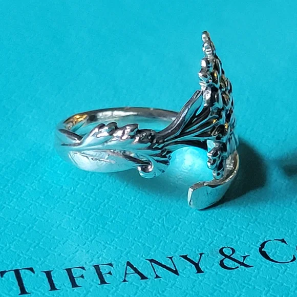 ♥SOLD♥️1885 Tiffany & Company Forget Me Not Spoon Ring in Sterling Silver #15 - Picture 5 of 16